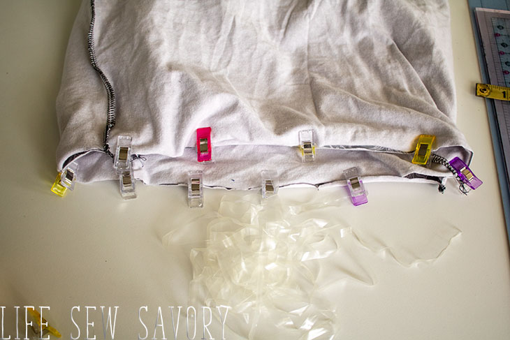 add clear elastic to a waist seam
