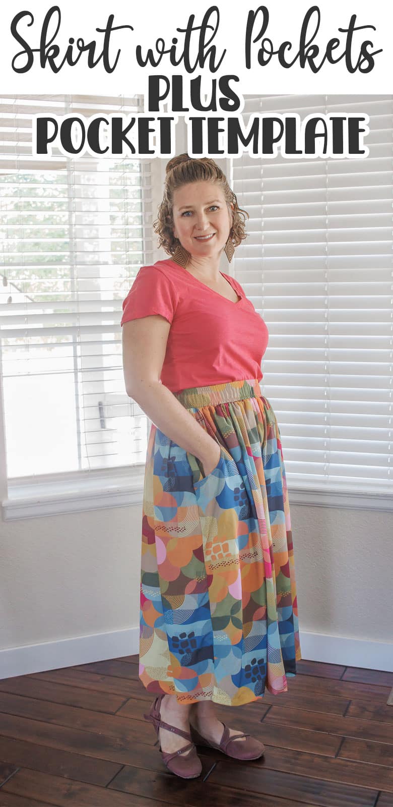This tutorial will show you how to sew a skirt and add cute large pockets. A free pocket template included as well as step by step instructions for sewing this gorgeous skirt with large pockets.