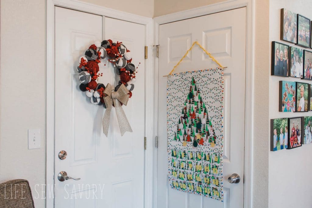 Homemade wreath and Christmas countdown