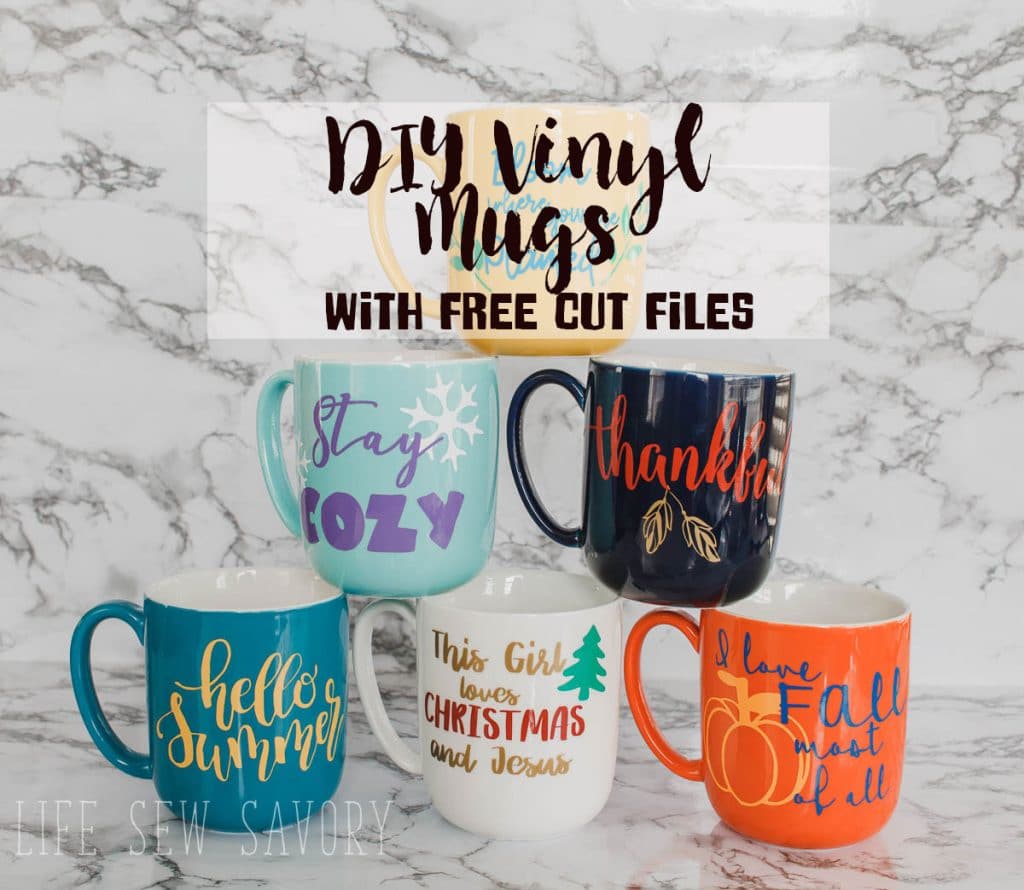 seasonal diy mugs with vinyl