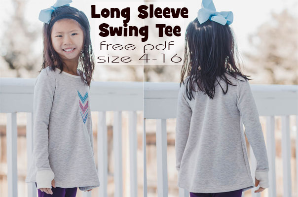 long sleeve girls swing tee free sewing pattern