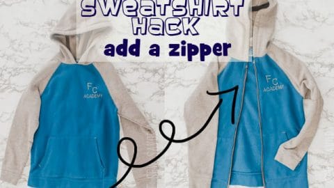sweatshirt hack add a zipper sewing tutorial