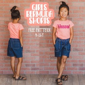 Girls Bermuda shorts free sewing pattern