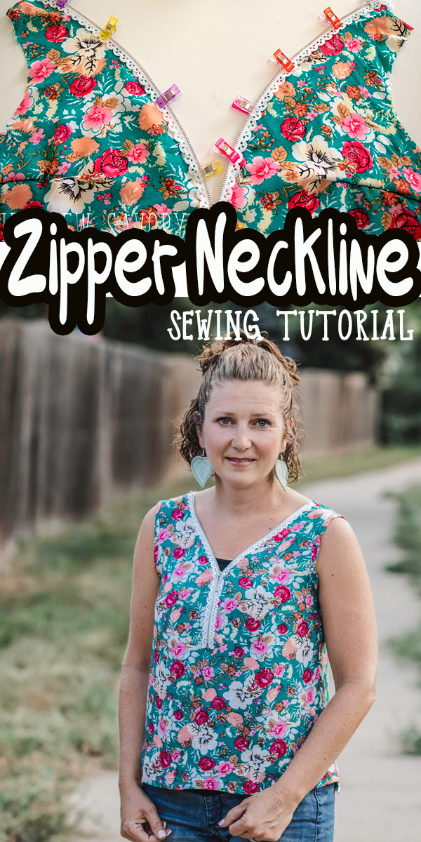 Inside: a fun zipper sewing hack to add a zipper to a V neckline. Create fun and unique designs with zippers. Create tops with a cute design feature.