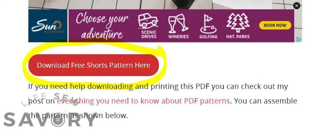 red download button for free patterns