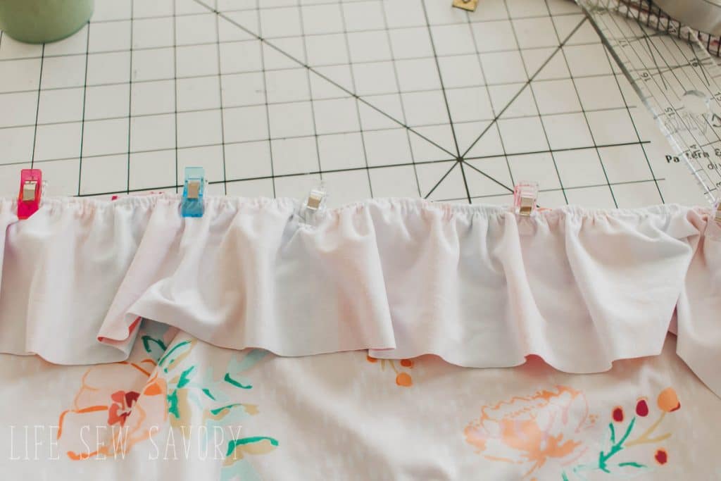 pin ruffle to skirt