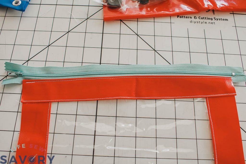 sew and top-stitch zipper