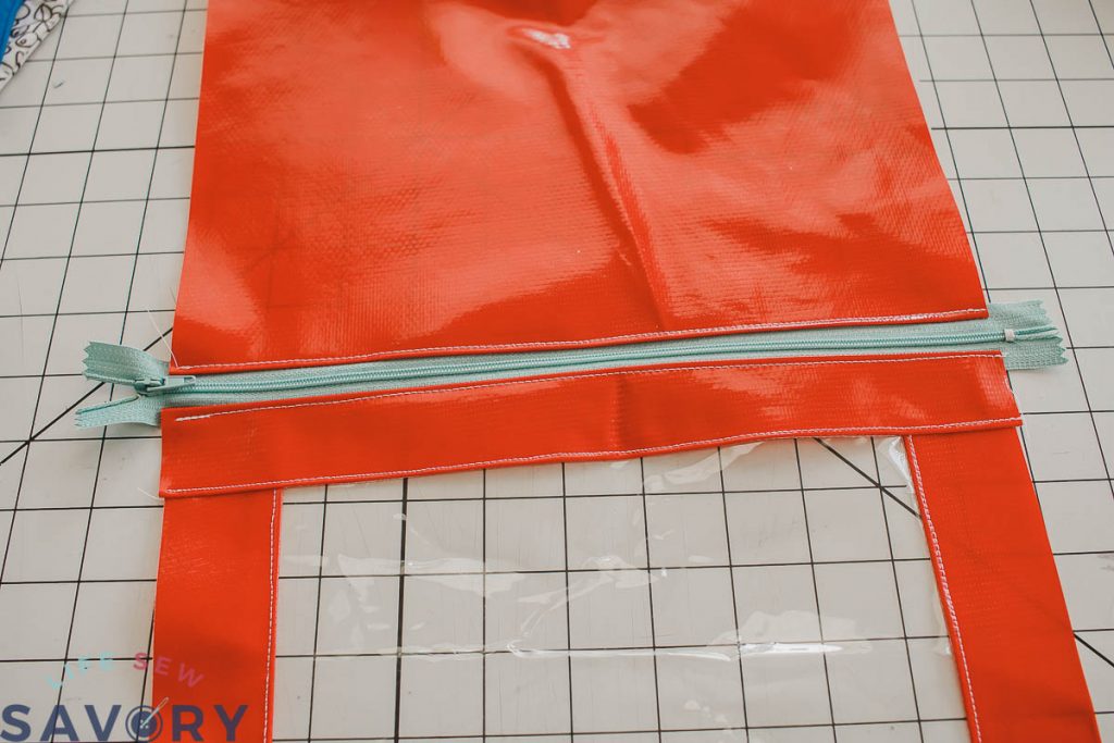 top stitch the zipper