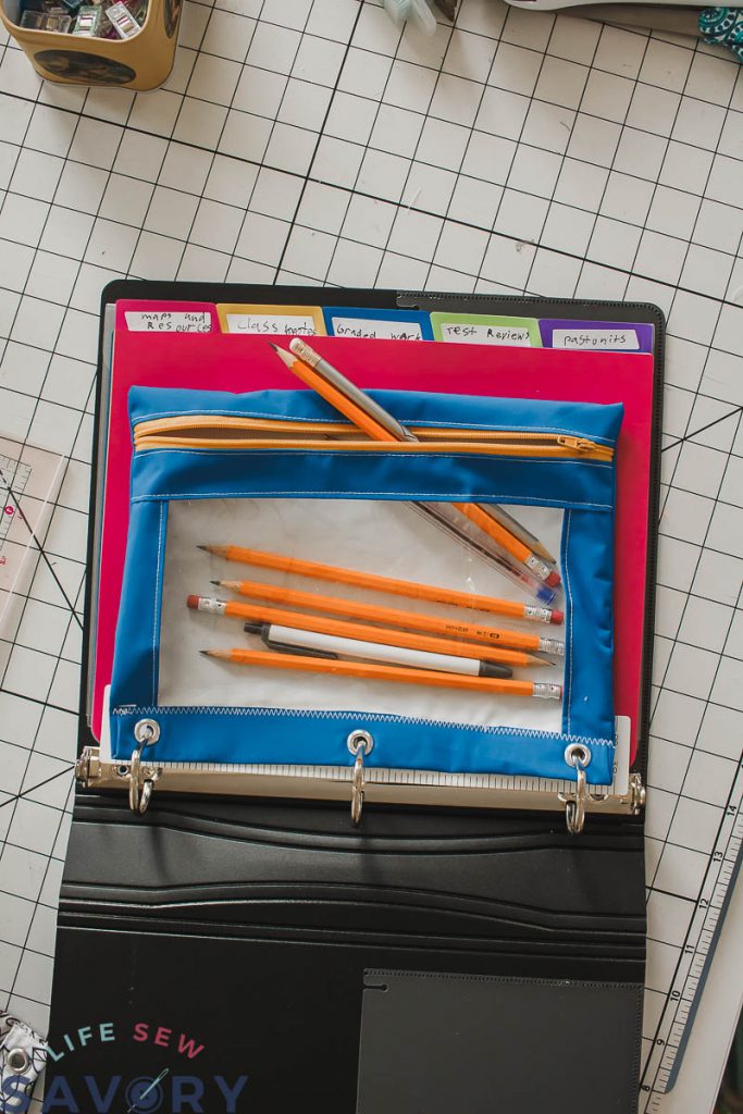 Pencil Case for three ring binder