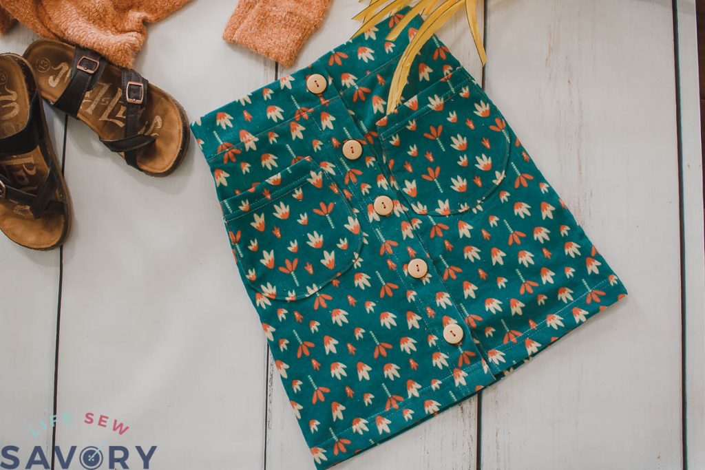 fall button front skirt pattern and tutorial