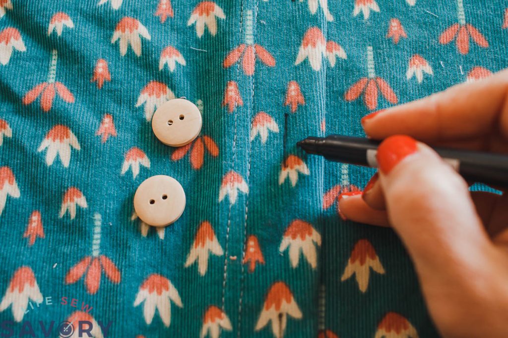 mark button hole placement