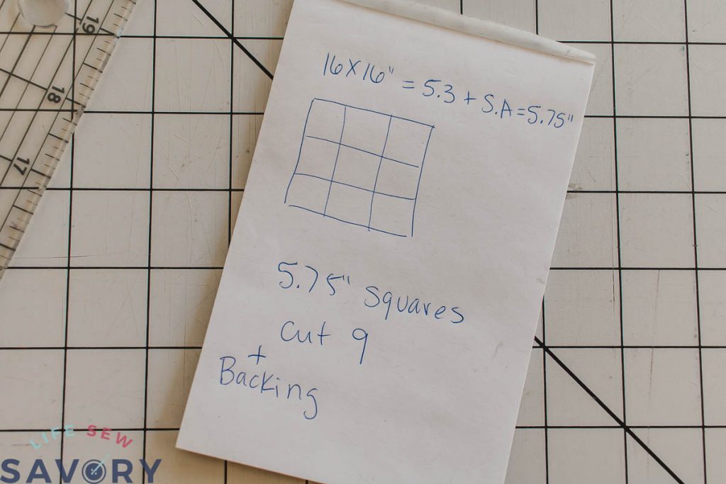 math for nine square quilted pillow front