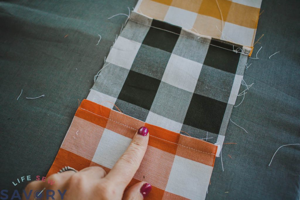 sew each row and press open the seams