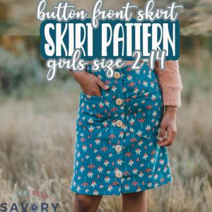 Girls Button Front Skirt Premium with tutorial AND pattern