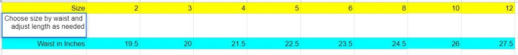 jogger size chart