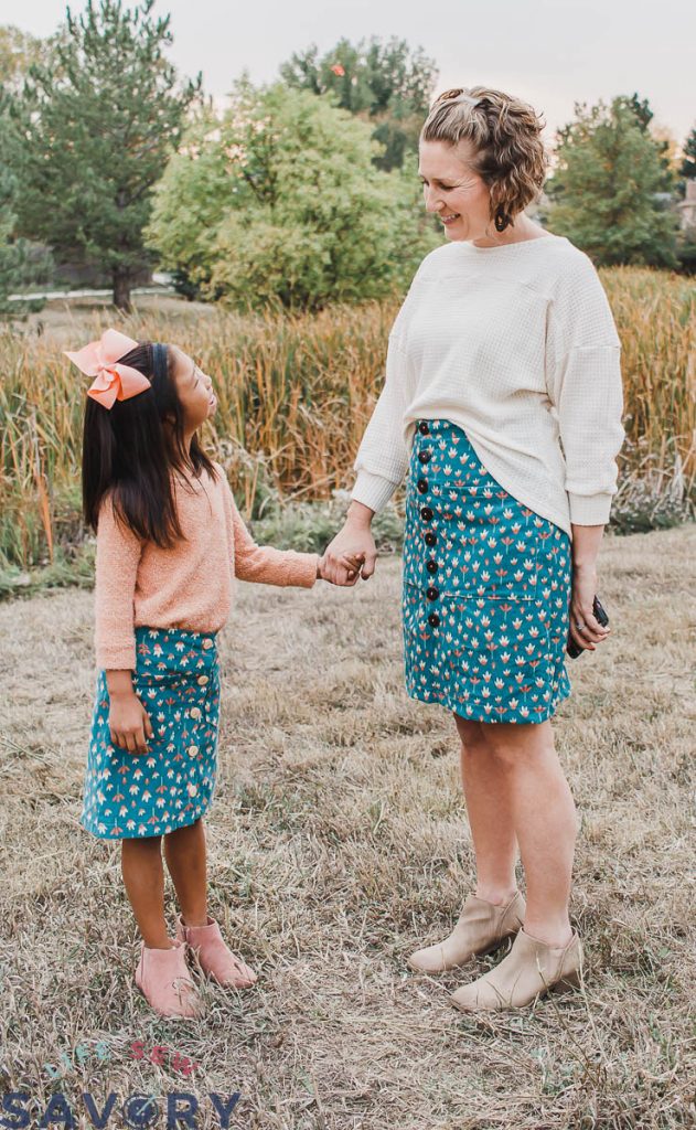 button down free skirt pattern for women and kids