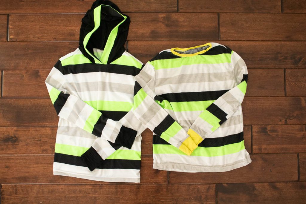 t-shirt with hood and without