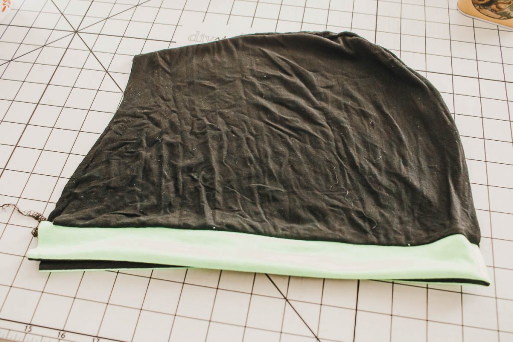 finished hood ready to sew on a shirt