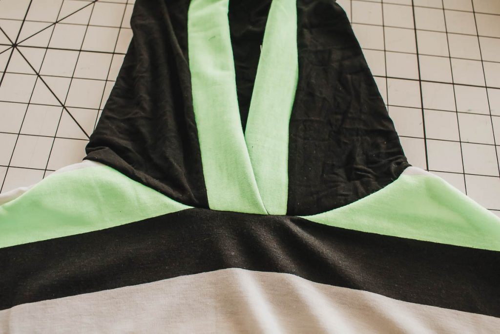 hood sewn on shirt
