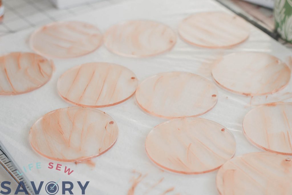 painted acrylic disc ornaments