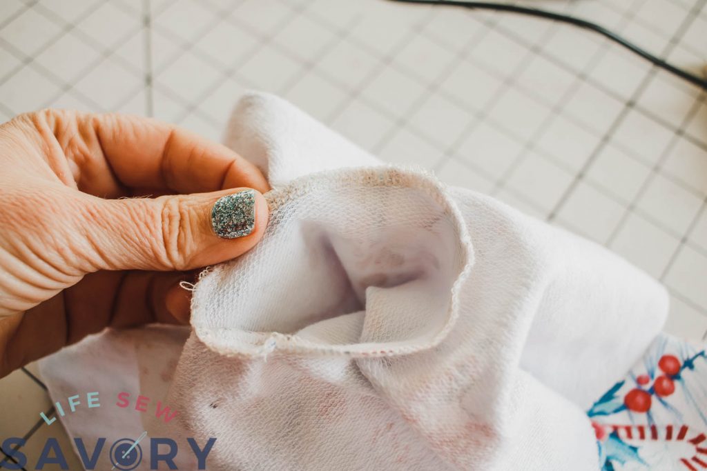 sew with a stretch stitch and knit fabric