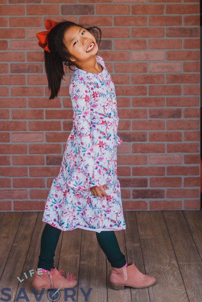 christmas dress with flouncy sleeves