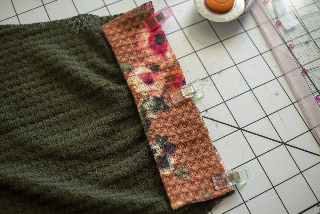 stretch fabric across the bottom of the sleeve