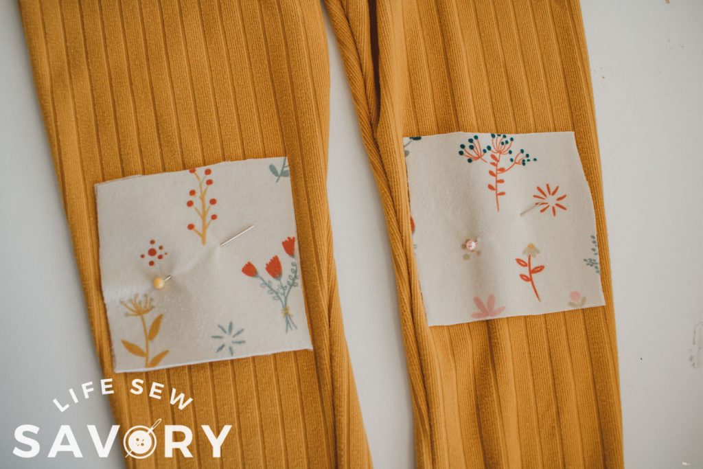 pin patch to legging leg