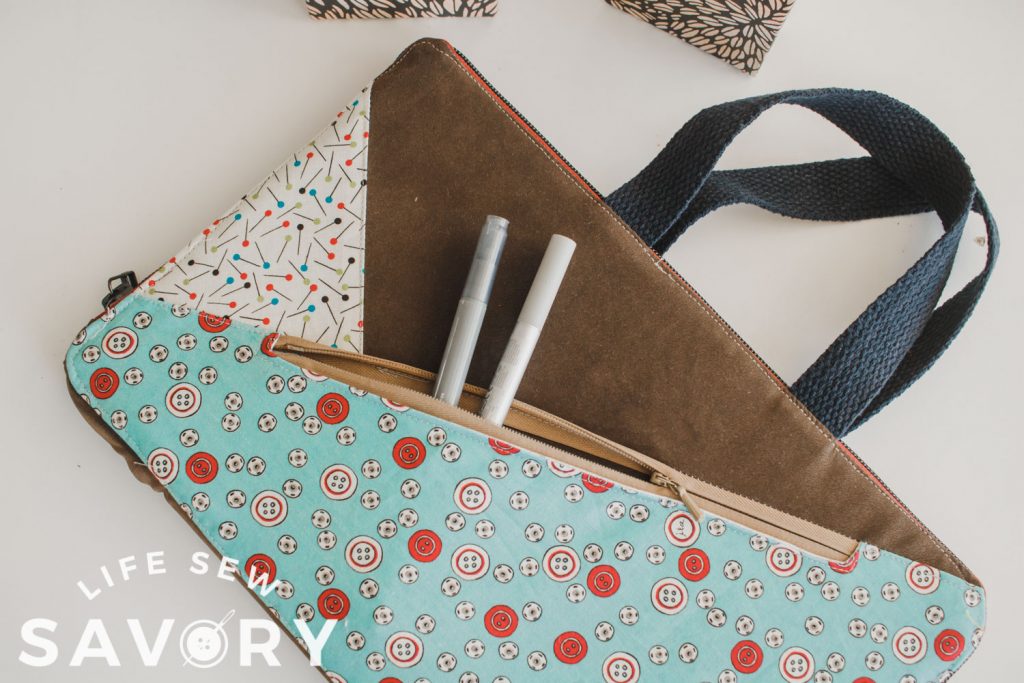 angled zippered pocket