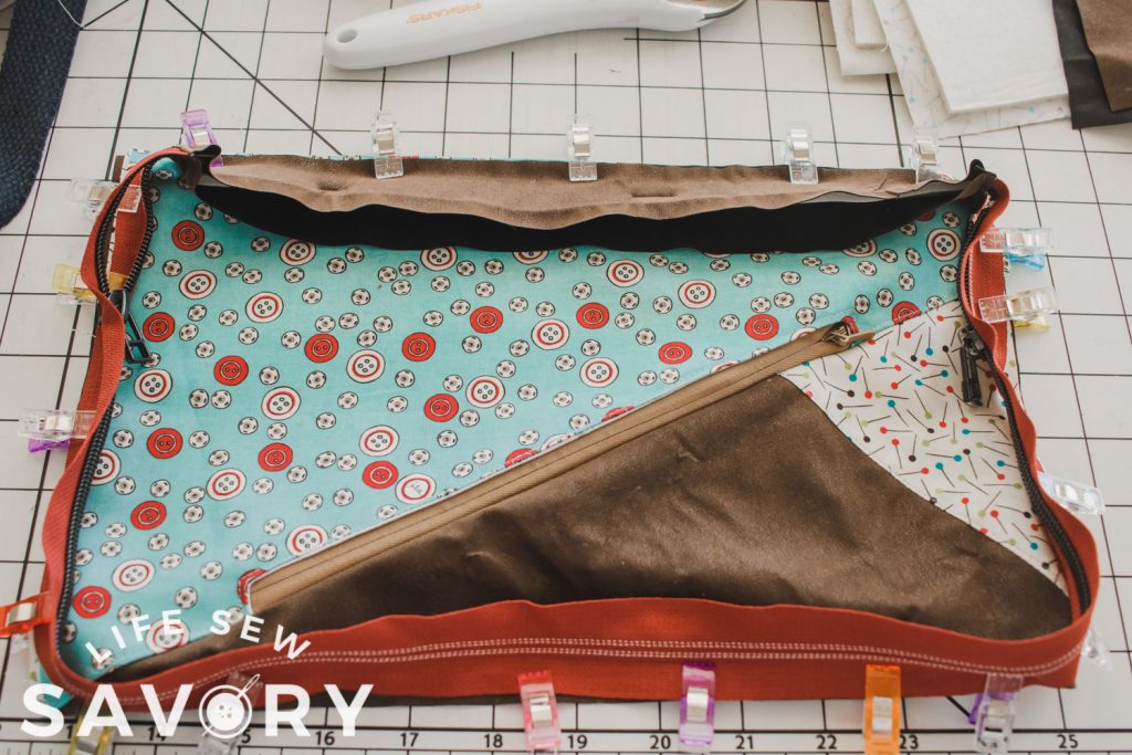 right sides together with zipper and front