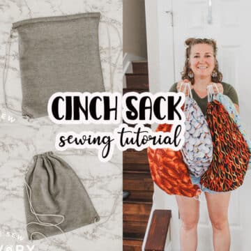 Learn how to sew a drawstring bag with this beginner friendly sewing tutorial. Sew a cinch sack for sports, dance or a day trip. Love this simple bag you can sew in minutes.