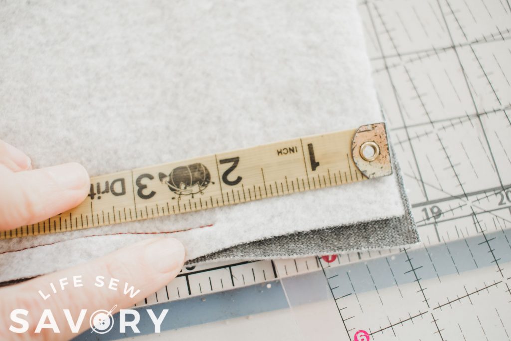 measure and sew 2" down