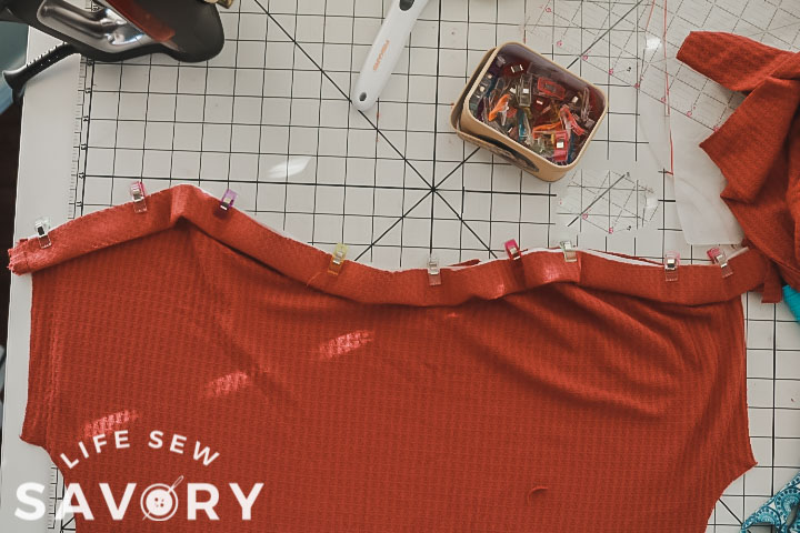 pin facing to neckline