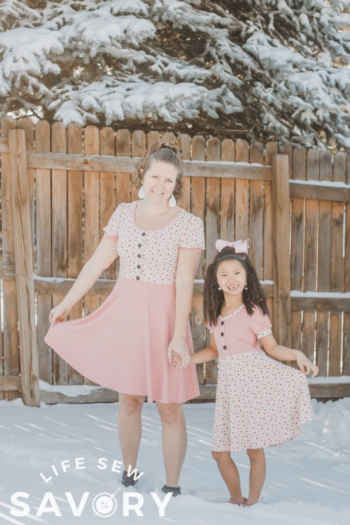 sewing adult and kids matching clothes