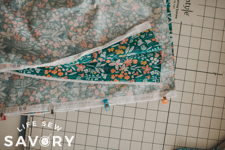 widths of fabric sew one side together