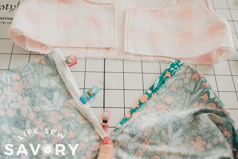 fold over and sew sides of skirt