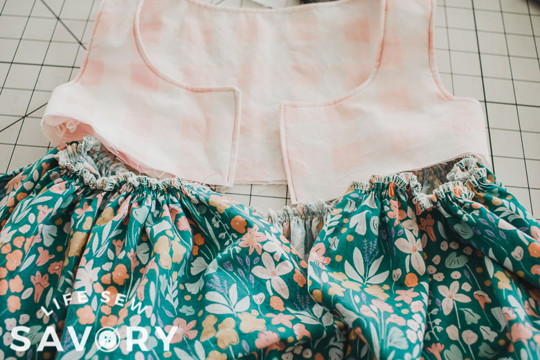 gather skirt to match the width of the tank top