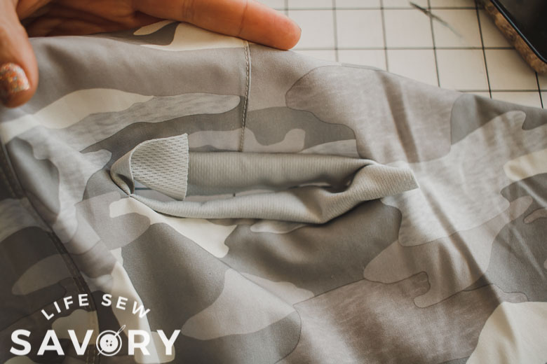 pull pocket through to back