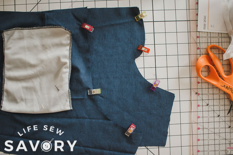 sew front and back curved edge