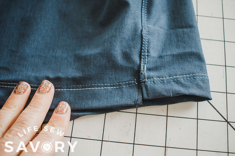 hem bottom of shorts