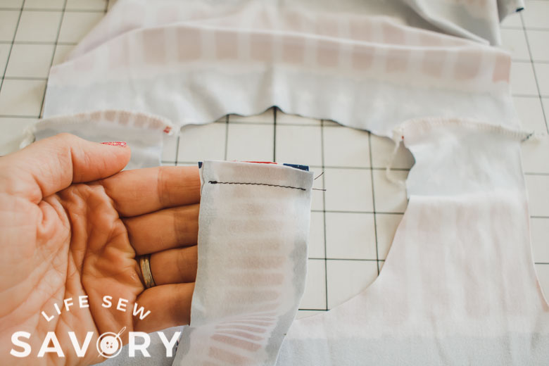 sew short end of binding strip