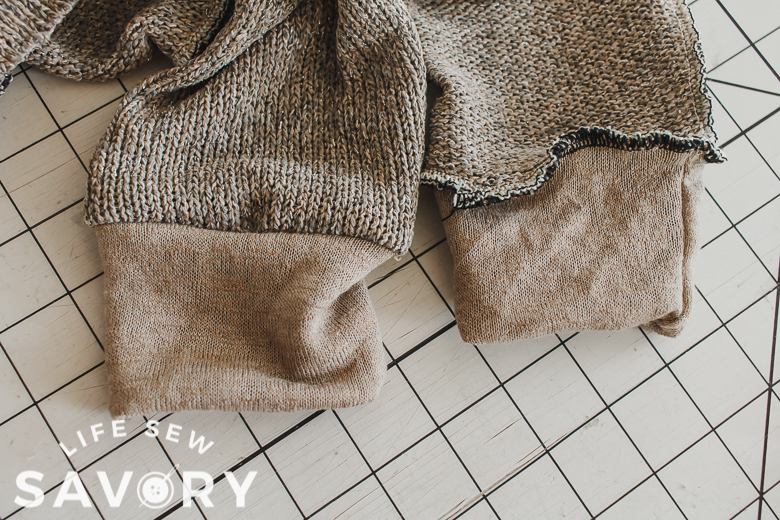 sew wrist cuffs to sweatshirt