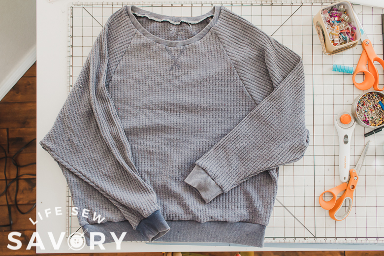 cozy raglan sweatshirt with waffle knit