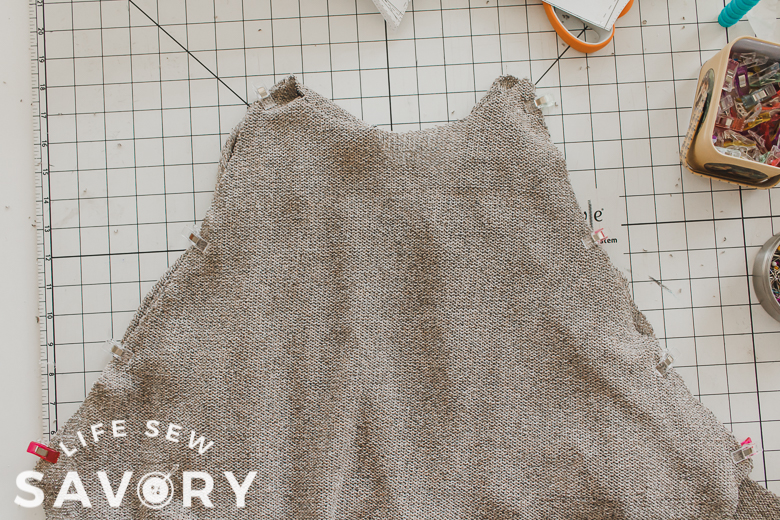 sew front of sweatshirt to sleeves