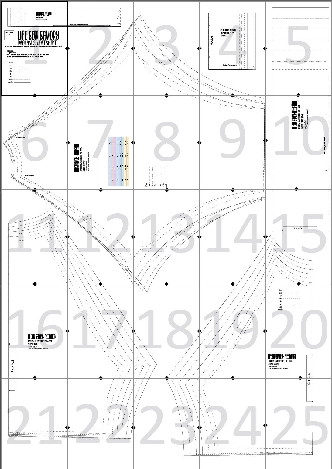 how to assemble the raglan sweatshirt pattern pieces