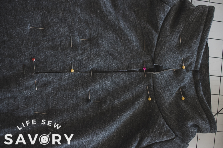 pin placket in place securely