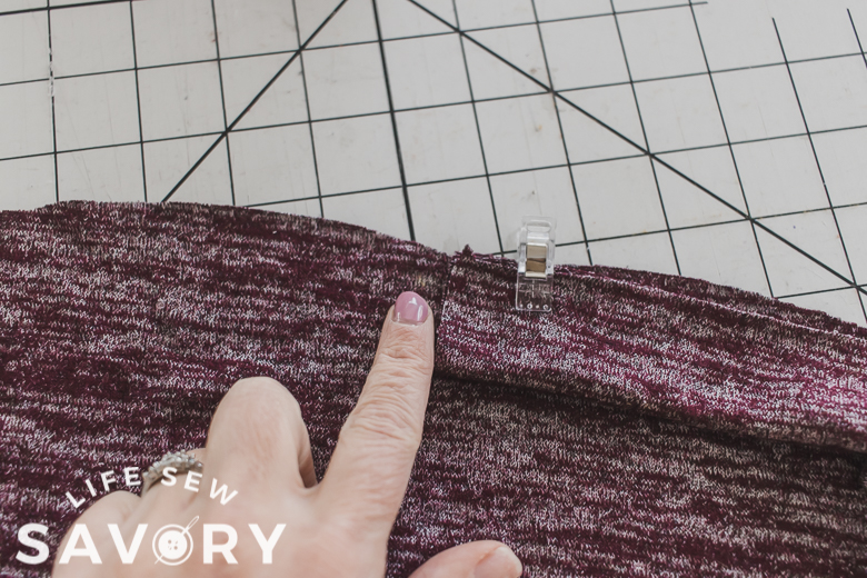 clip binding to sweater edge