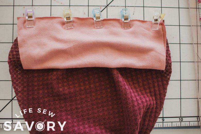 stretch cuff to gather bottom of sleeve