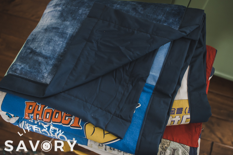 finished quilt with binding