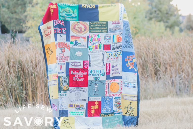 sew t-shirts into a quilt with sewing tutorial